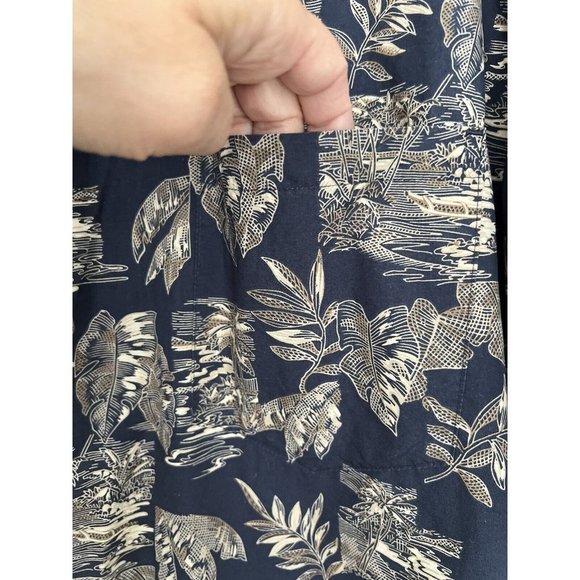 Cooke Street Mens 2XL Aloha Hawaiian Shirt Button Down Blue Tan Excellent Palm - Picture 2 of 7